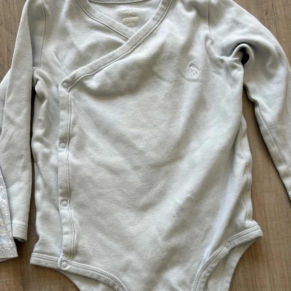 Baby Blue Long Sleeve Onesie romper baby toddler infant 18m Set 2PCs button